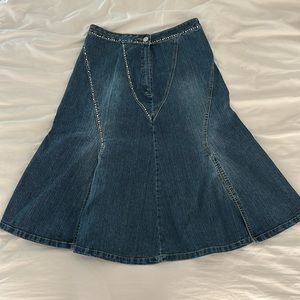PLATINUM PLUSH Bedazzled Pencil/Paneled Jean Skirt
